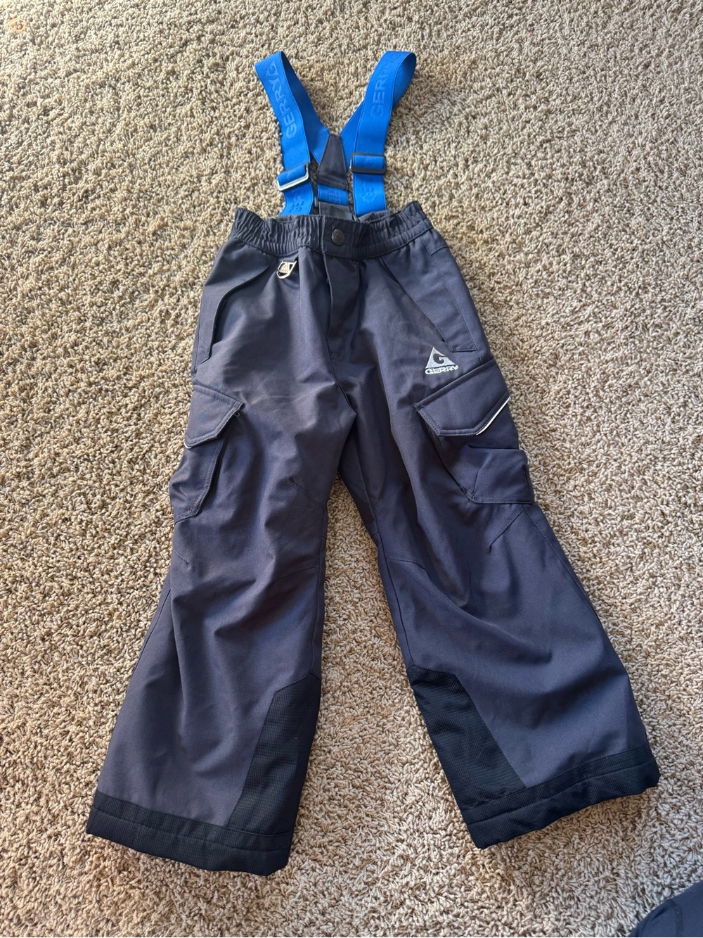 Gerry Kids' Black Snow Pants with Bright Blue Suspenders